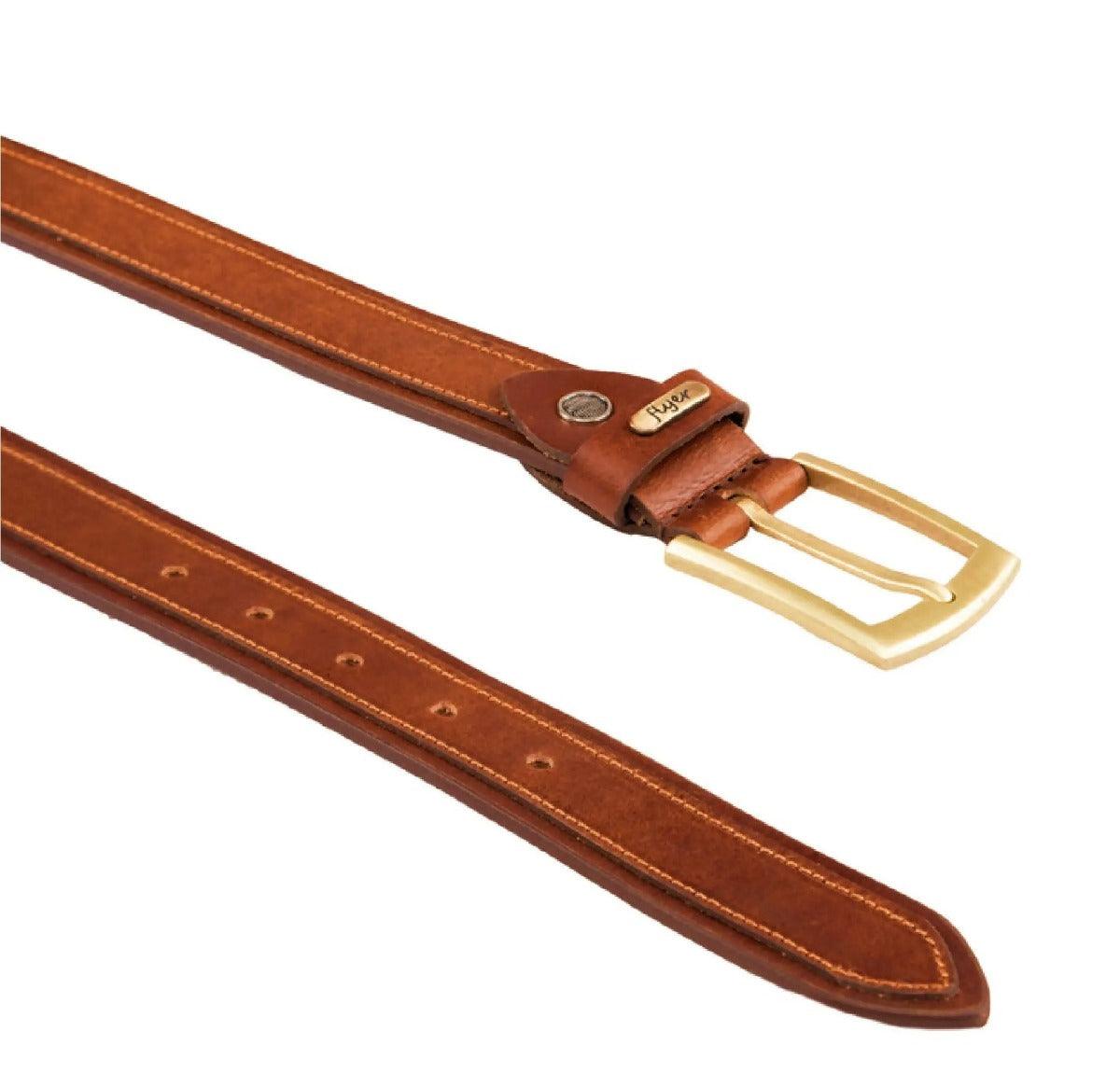 Flyer Leather Belt for Men (Formal/Casual) (Colour-TAN) Buckle Adjustable Size (TAN510) Acme International
