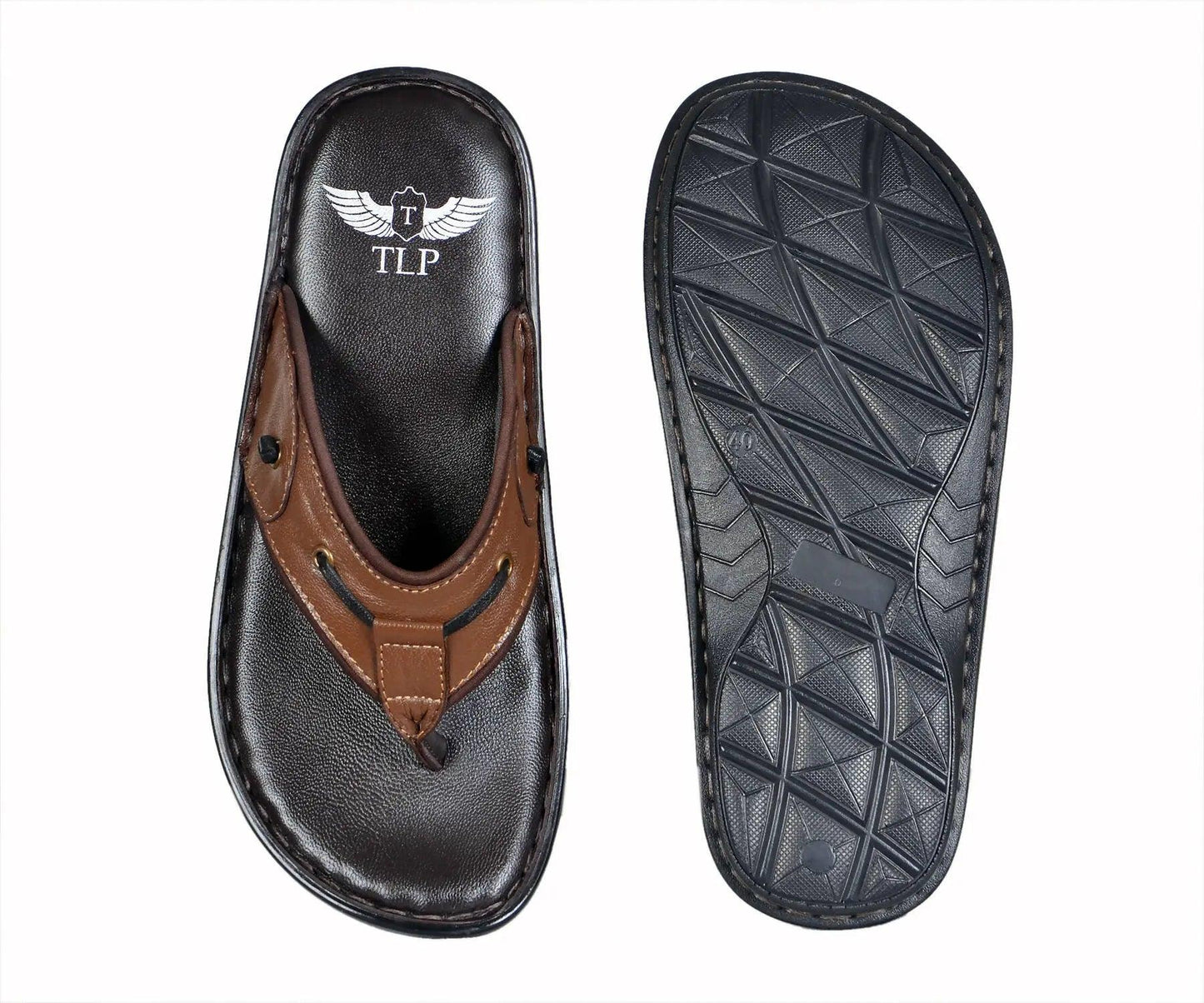 TLP Genuine Leather Slippers for Men Dual Colour – Black and Brown TLP International