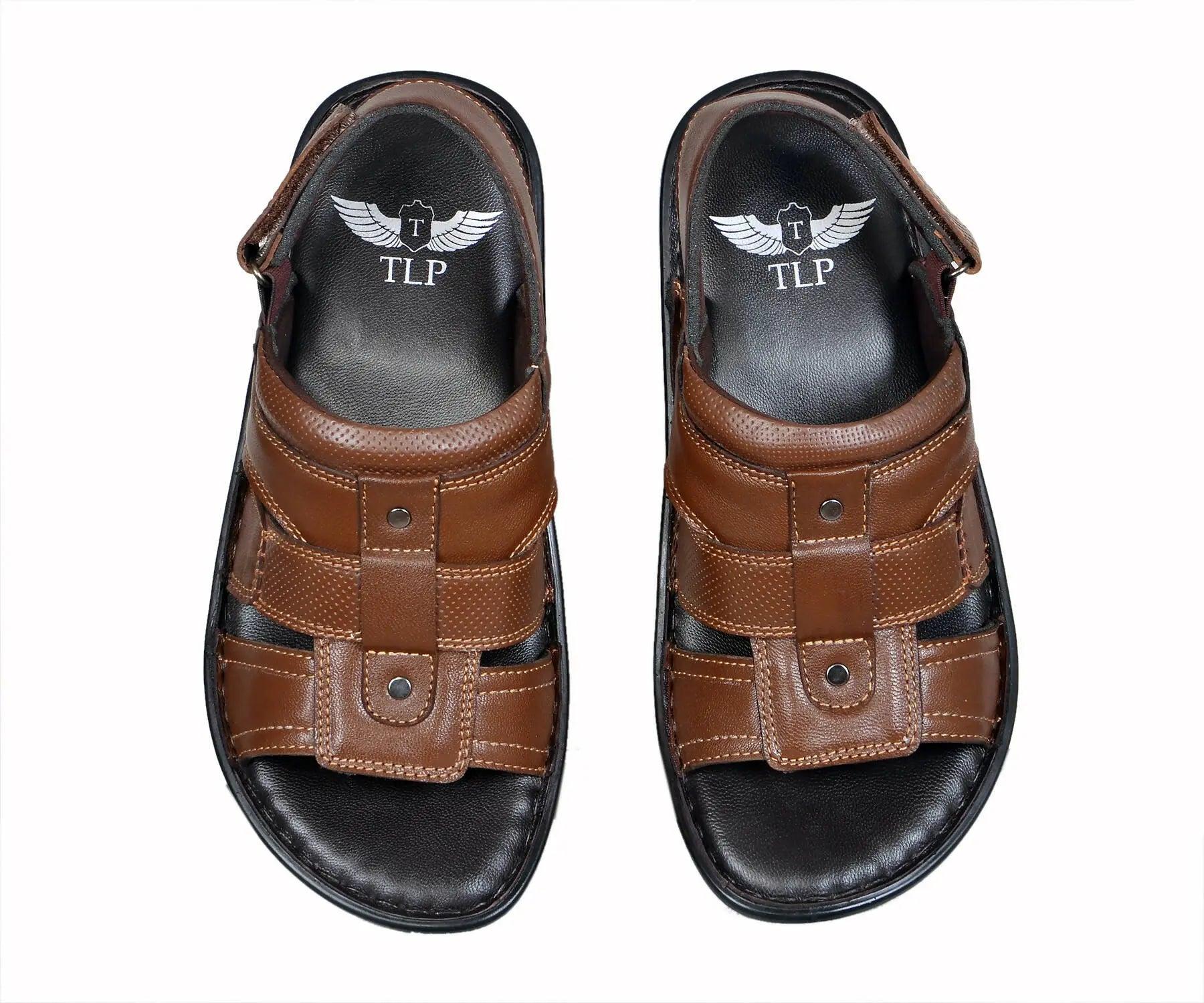 TLP Genuine Leather Sandals for Men Dual Colour – Black and Brown TLP International
