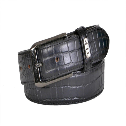 TLP Croco Print GENUINE Leather Belt for Men (Colour-Black)(BELT-10017) TLP International