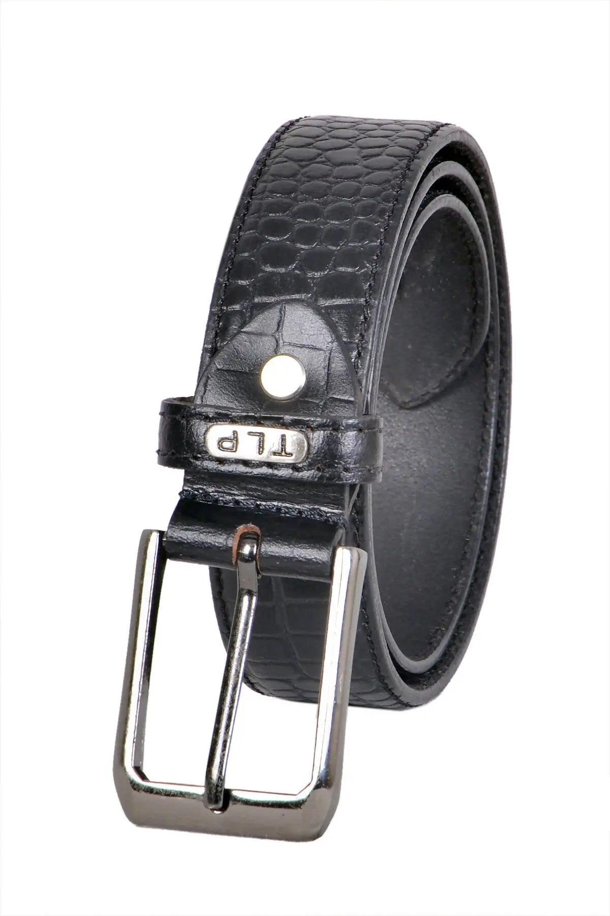 TLP Croco Print GENUINE Leather Belt for Men (Colour-Black)(BELT-10017) TLP International