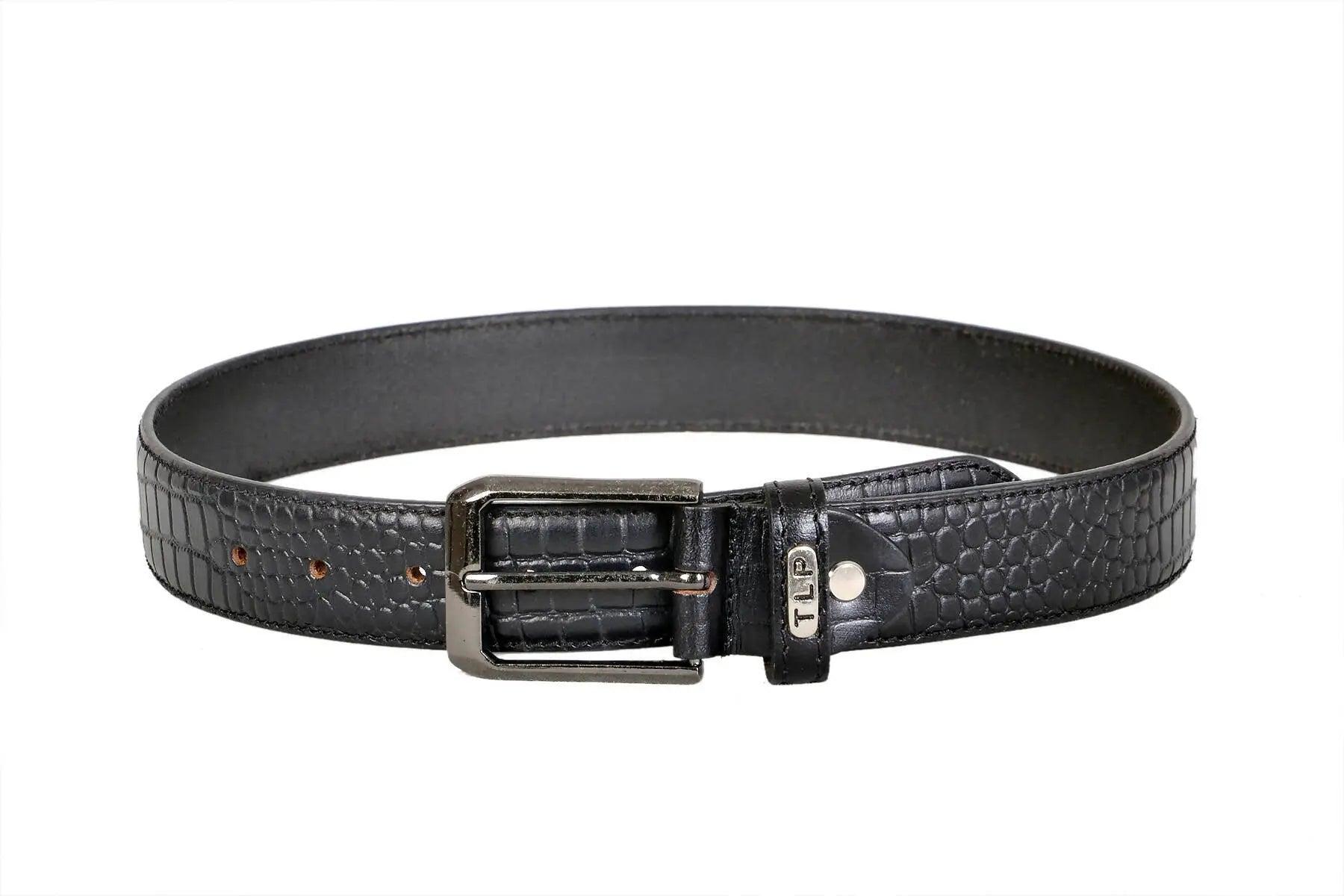 TLP Croco Print GENUINE Leather Belt for Men (Colour-Black)(BELT-10017) TLP International