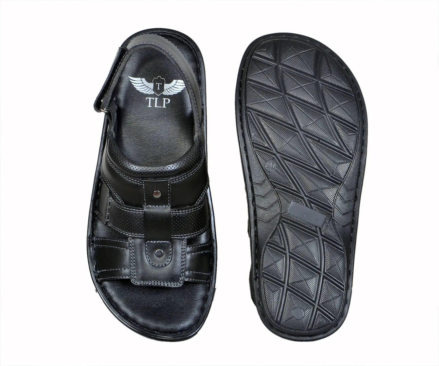 TLP Genuine Leather Sandals for Men Colour – Black TLP International
