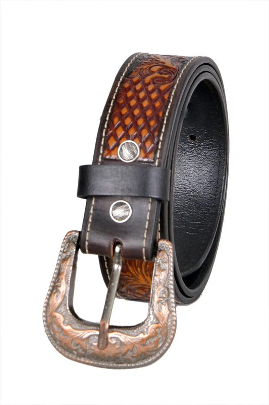 TLP MAHARAJA Genuine Leather Belt for Men (Colour-Black/Brown Combination) - BELT-10035 TLP International