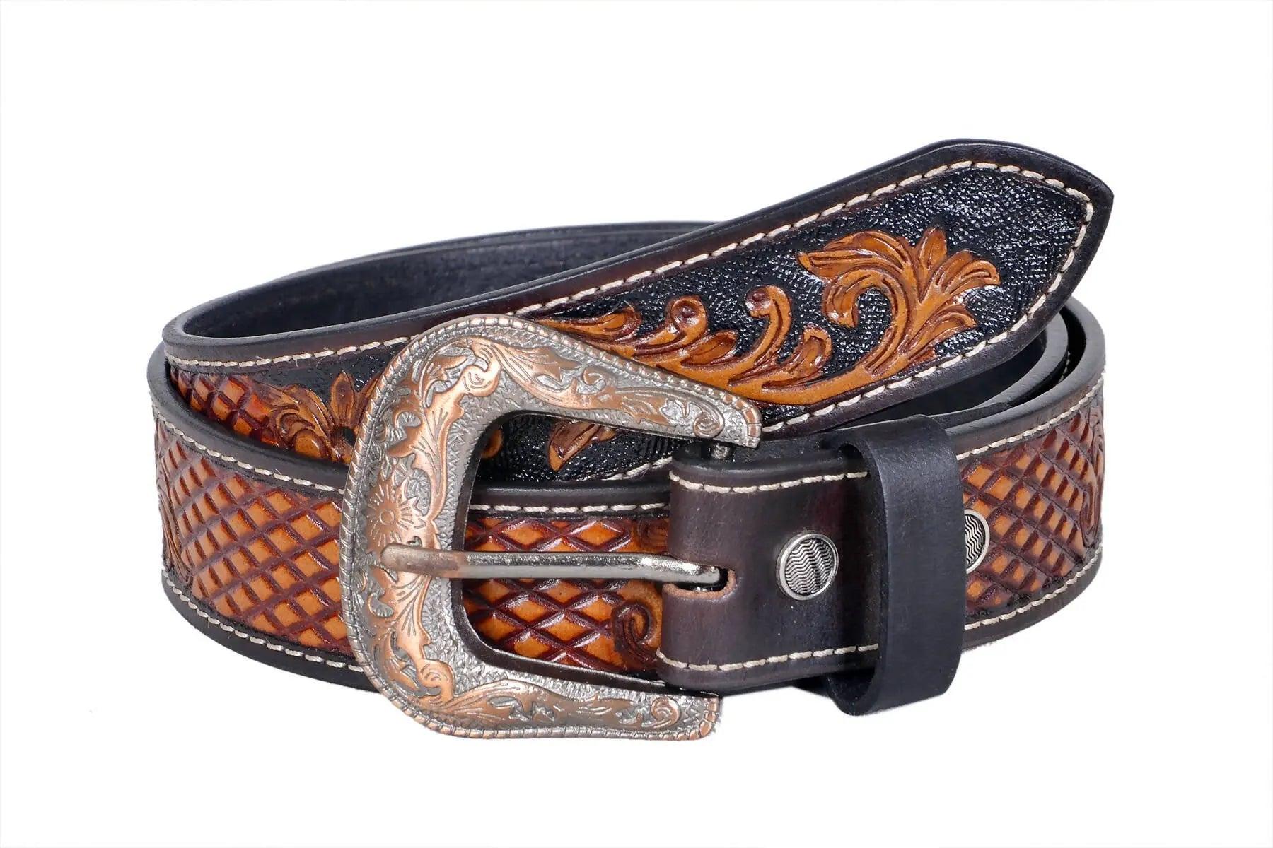 TLP MAHARAJA Genuine Leather Belt for Men (Colour-Black/Brown Combination) - BELT-10035 TLP International