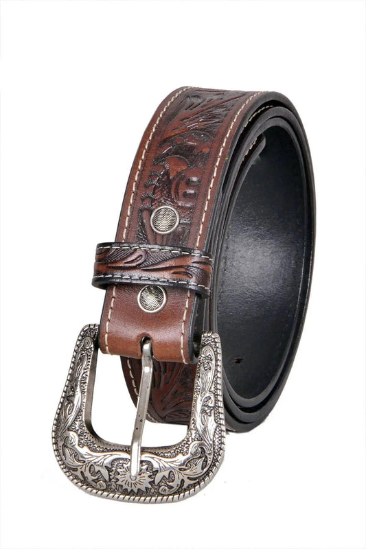 TLP Maharaja Golden Buckle GENUINE Leather Belt for Men (Colour-Brown)(BELT-10027) TLP International