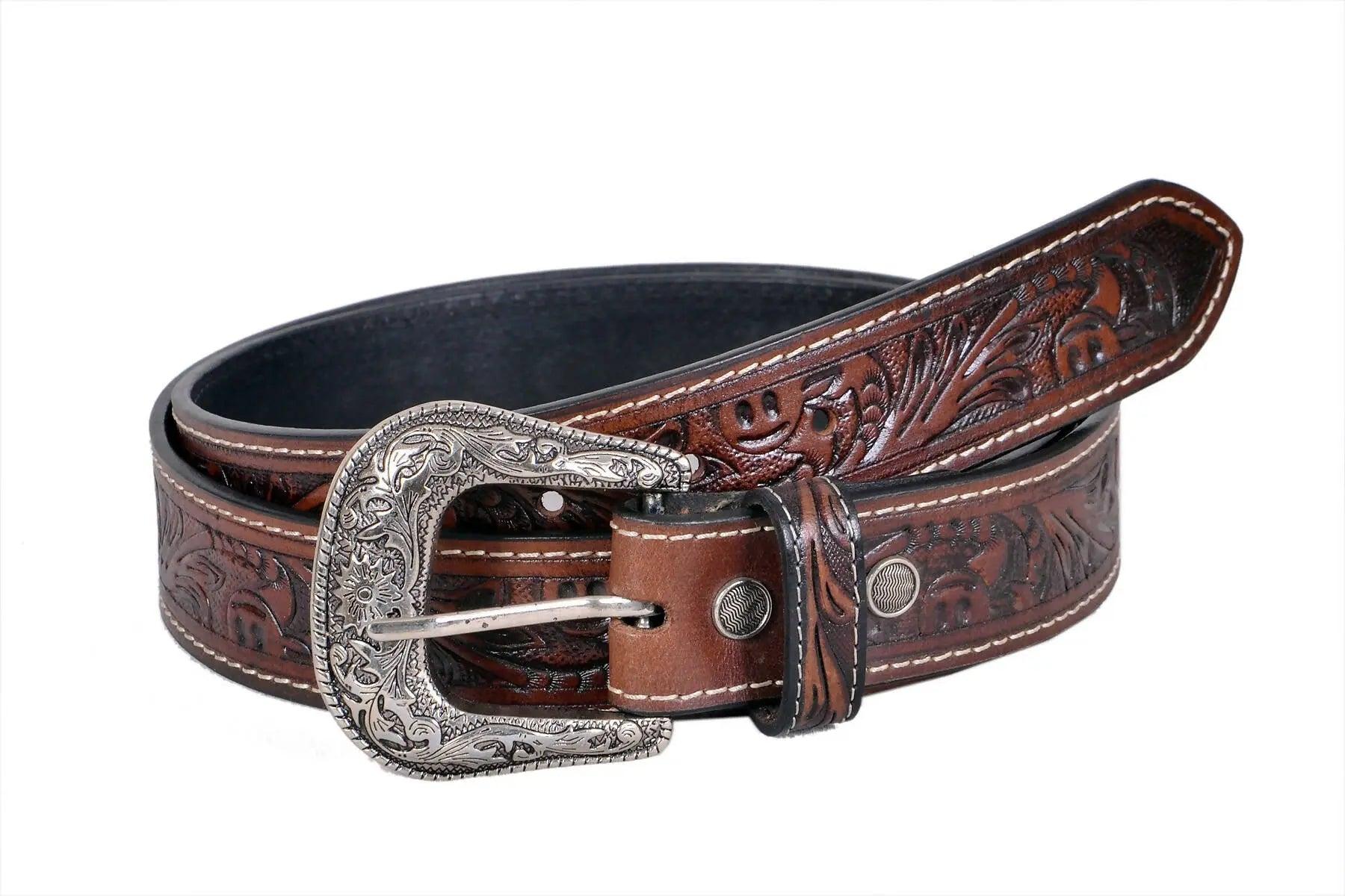 TLP Maharaja Golden Buckle GENUINE Leather Belt for Men (Colour-Brown)(BELT-10027) TLP International