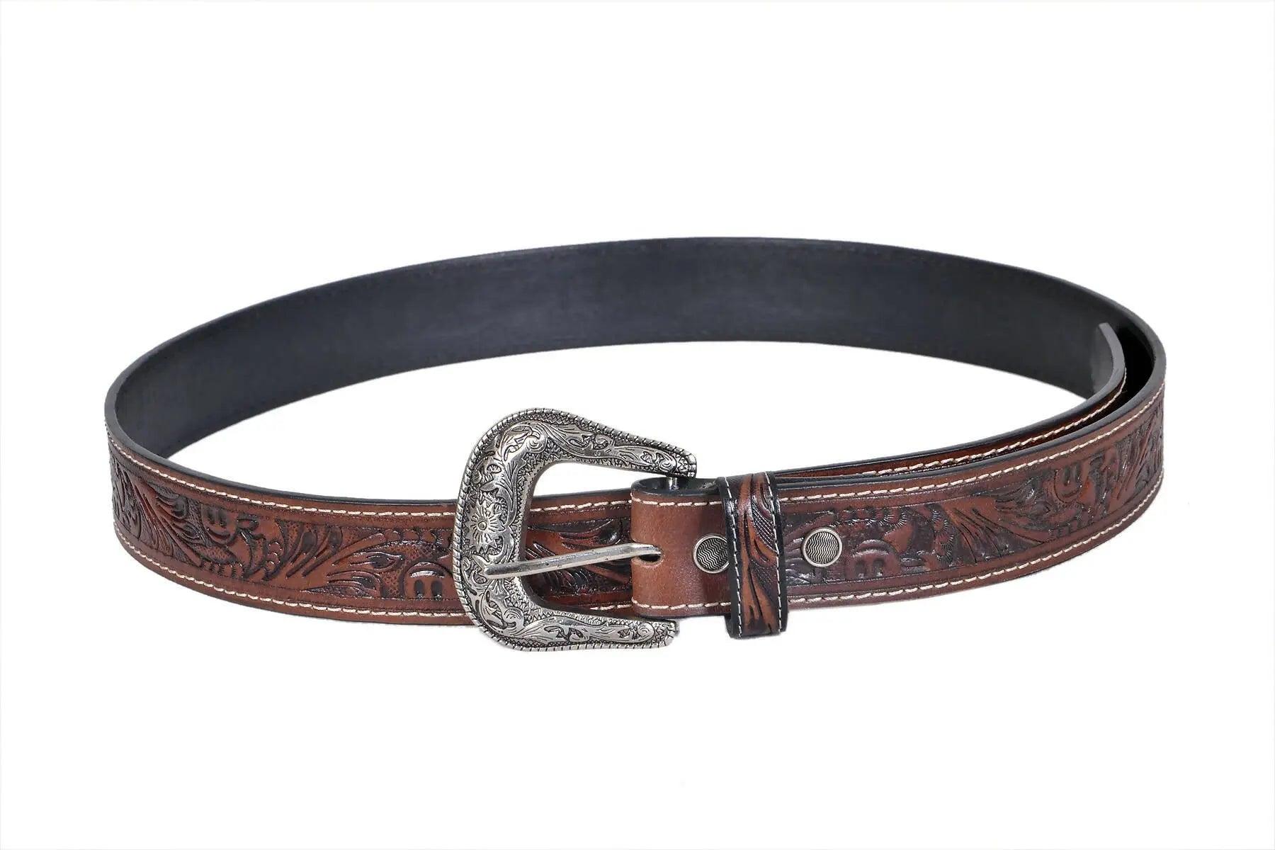 TLP Maharaja Golden Buckle GENUINE Leather Belt for Men (Colour-Brown)(BELT-10027) TLP International