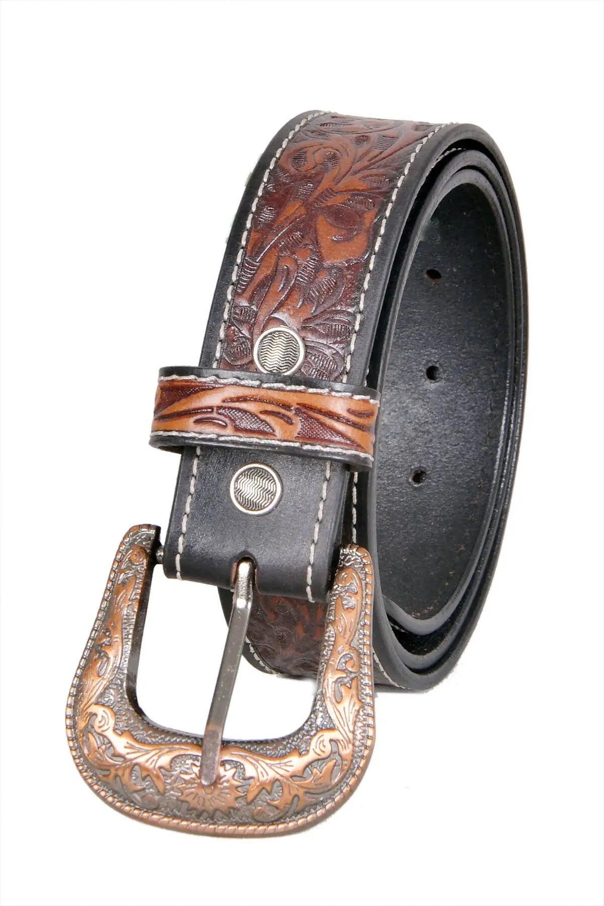 TLP Maharaja Golden Buckle GENUINE Leather Belt for Men (Colour-Brown)(BELT-10029) TLP International