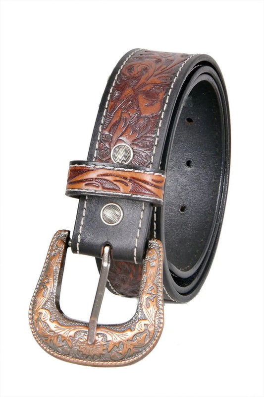 TLP Maharaja Golden Buckle GENUINE Leather Belt for Men (Colour-Brown)(BELT-10029) TLP International