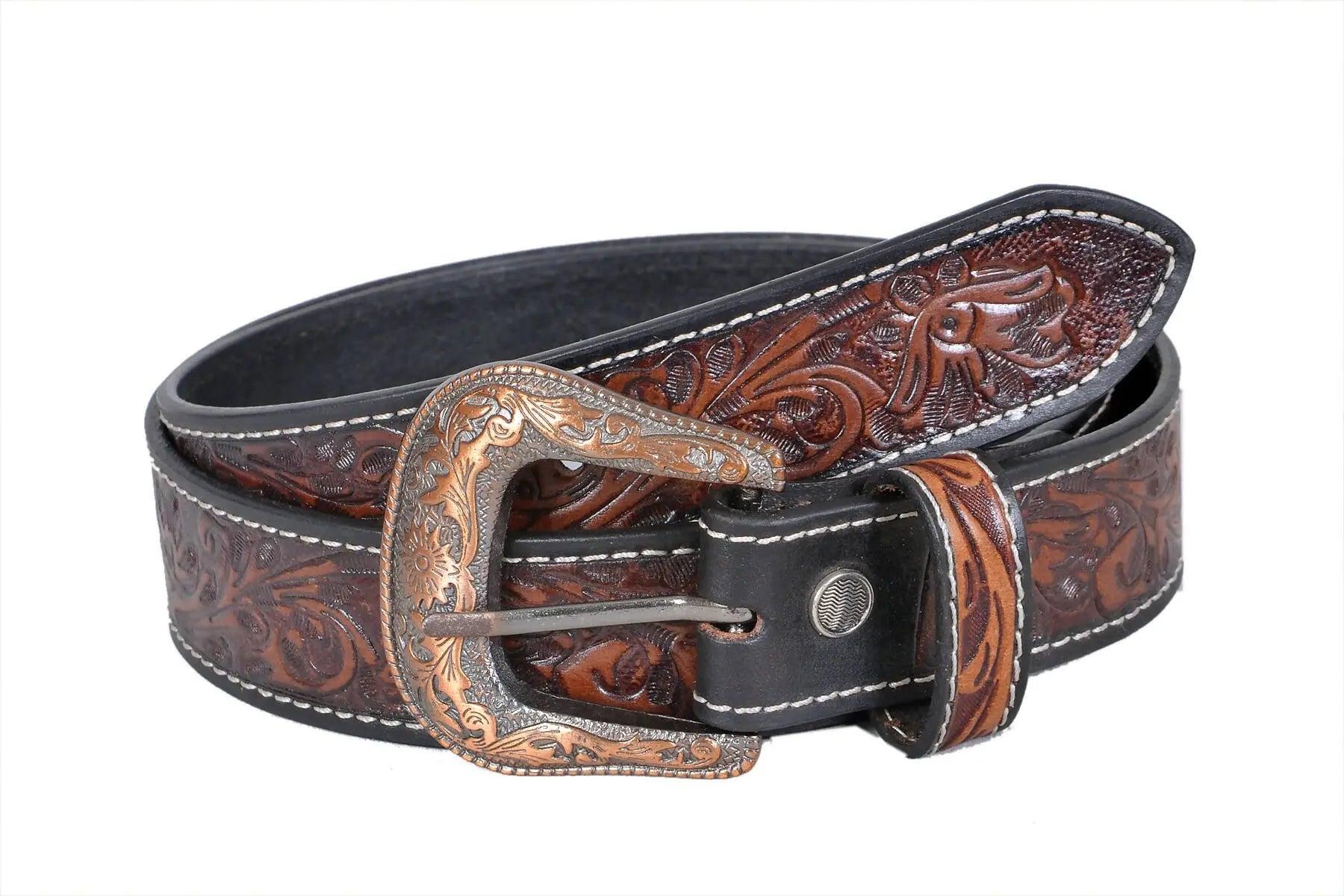 TLP Maharaja Golden Buckle GENUINE Leather Belt for Men (Colour-Brown)(BELT-10029) TLP International