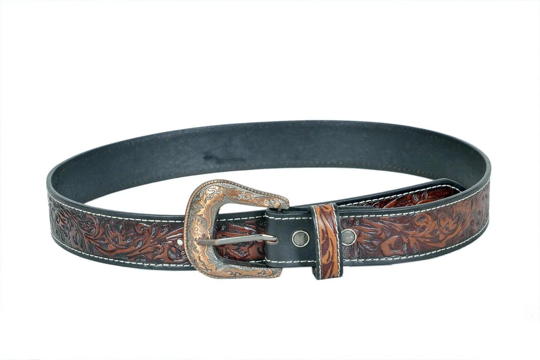 TLP Maharaja Golden Buckle GENUINE Leather Belt for Men (Colour-Brown)(BELT-10029) TLP International