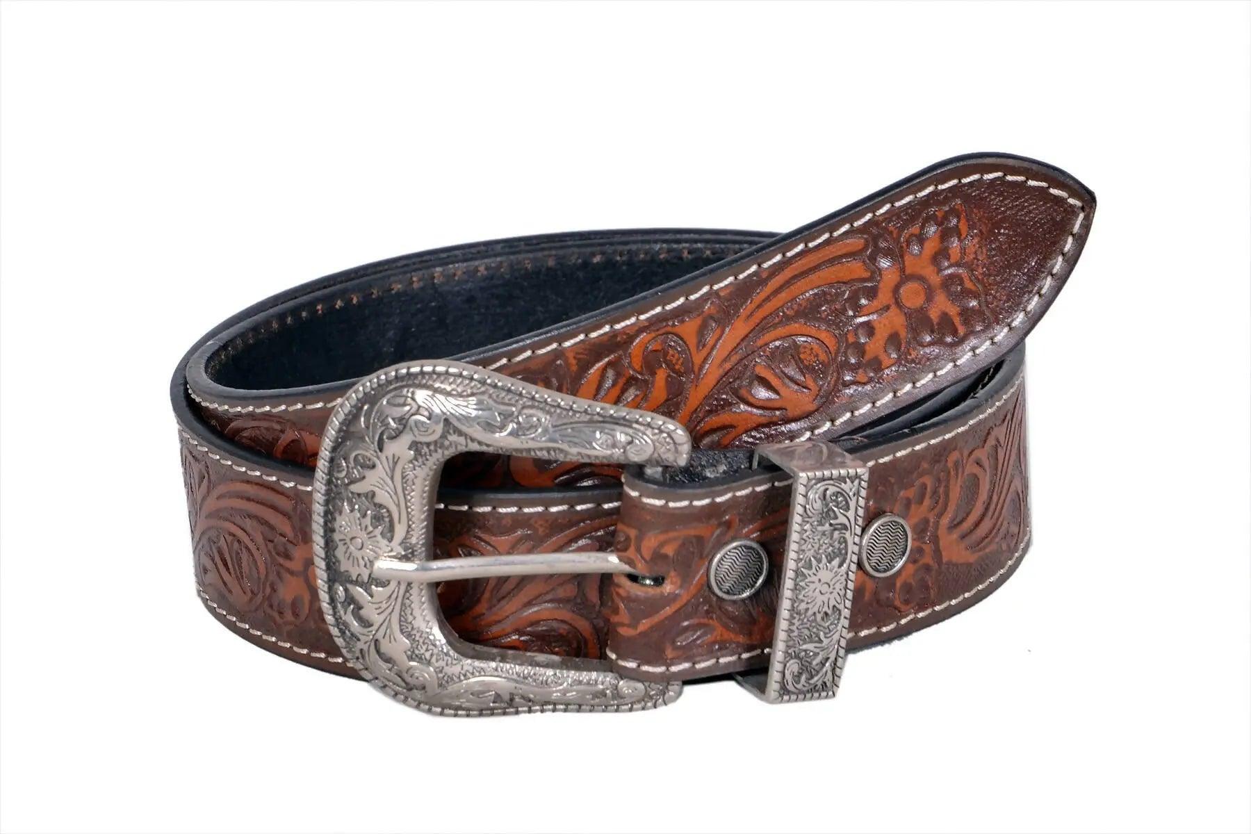 TLP Maharaja Silver Buckle GENUINE Leather Belt for Men (Colour-Brown)(BELT-10030) TLP International