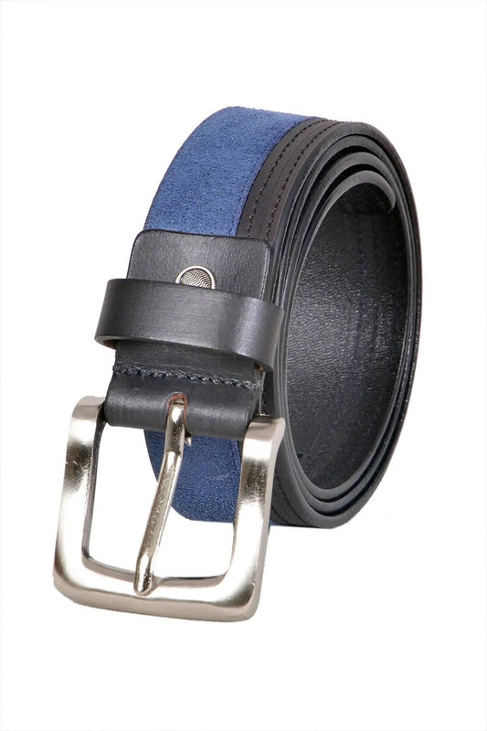 TLP Men's GENUINE Leather Formal Belts(Colour-Black/Blue)Combination(BELT-10021) TLP International