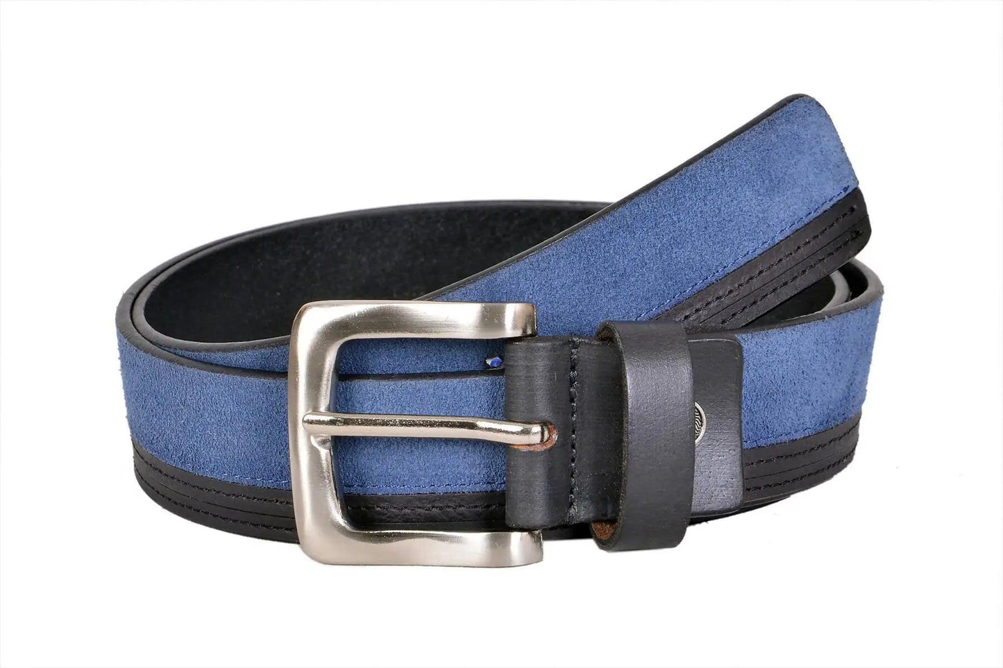 TLP Men's GENUINE Leather Formal Belts(Colour-Black/Blue)Combination(BELT-10021) TLP International