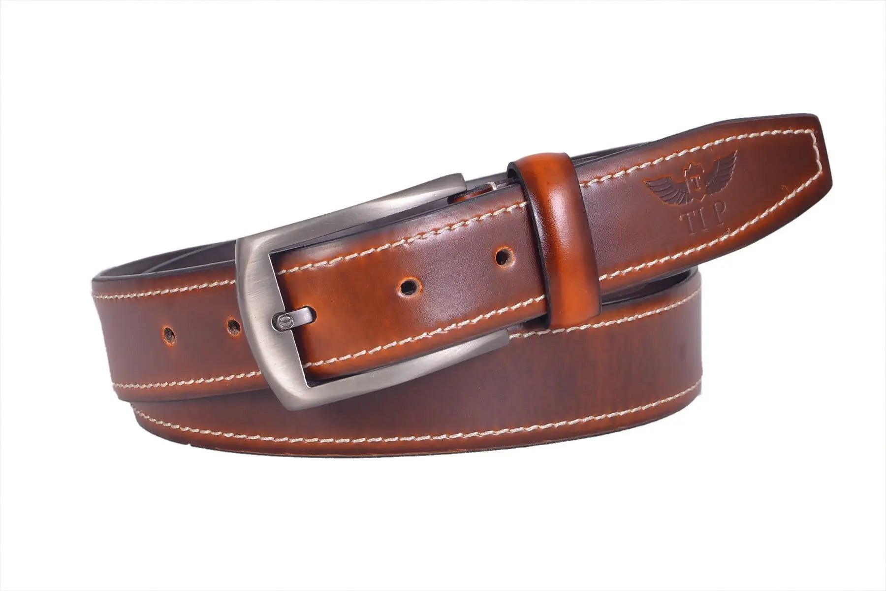 TLP Men's GENUINE Leather Formal Belts(Colour-Brown -)(BELT-10007) TLP International