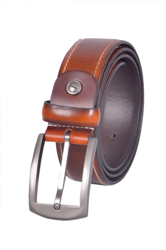 TLP Men's GENUINE Leather Formal Belts(Colour-Brown -)(BELT-10007) TLP International