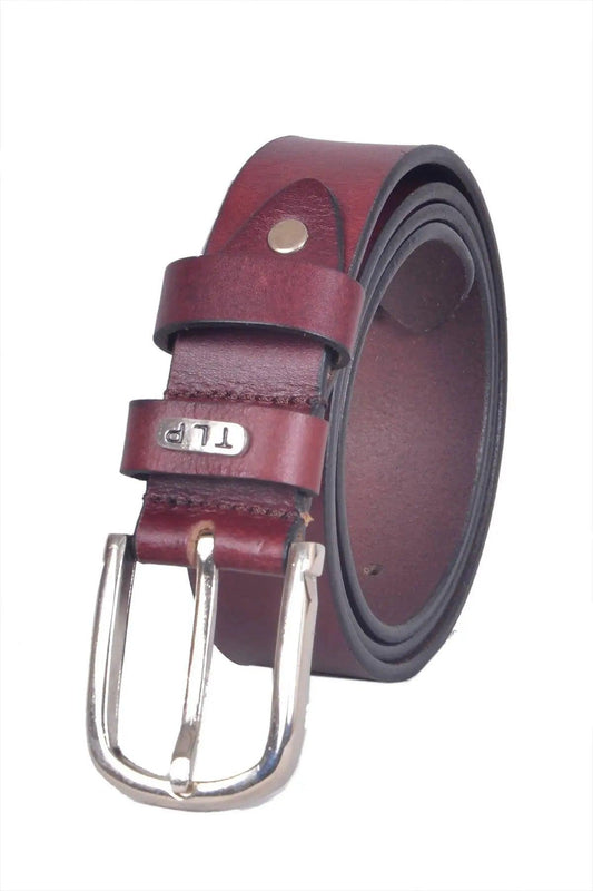 TLP Men's GENUINE Leather Formal Belts(Colour-Maroon)(BELT-10009) TLP International