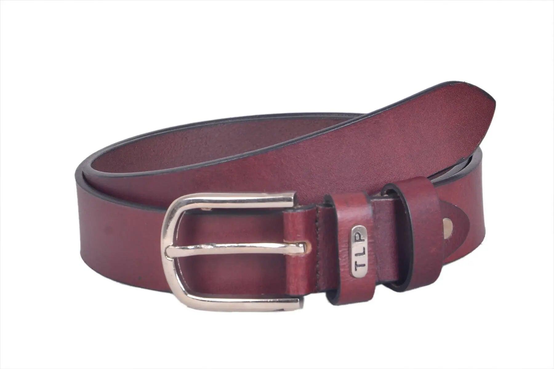 TLP Men's GENUINE Leather Formal Belts(Colour-Maroon)(BELT-10009) TLP International