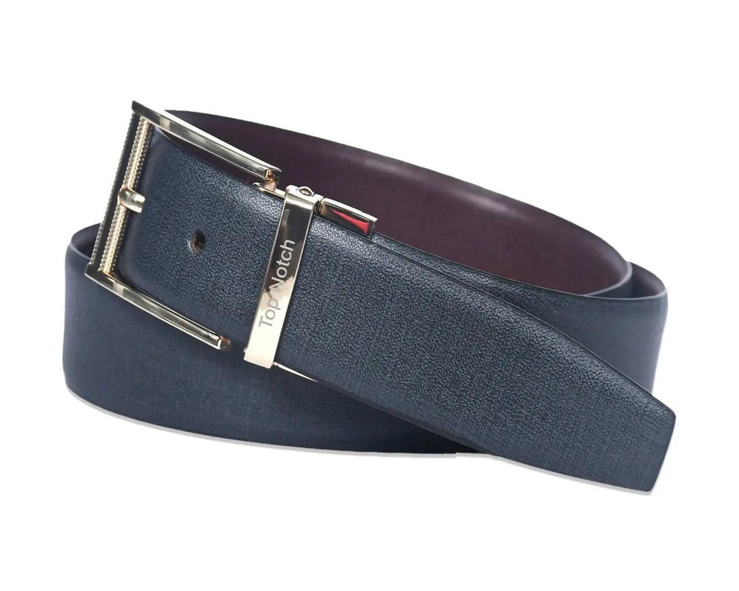 Top Notch Men's Reversible Italian Leather belt for men 1.25 inch (35mm) Waist Strap Black/ Brown Belt (TP0020) Haq Fashion