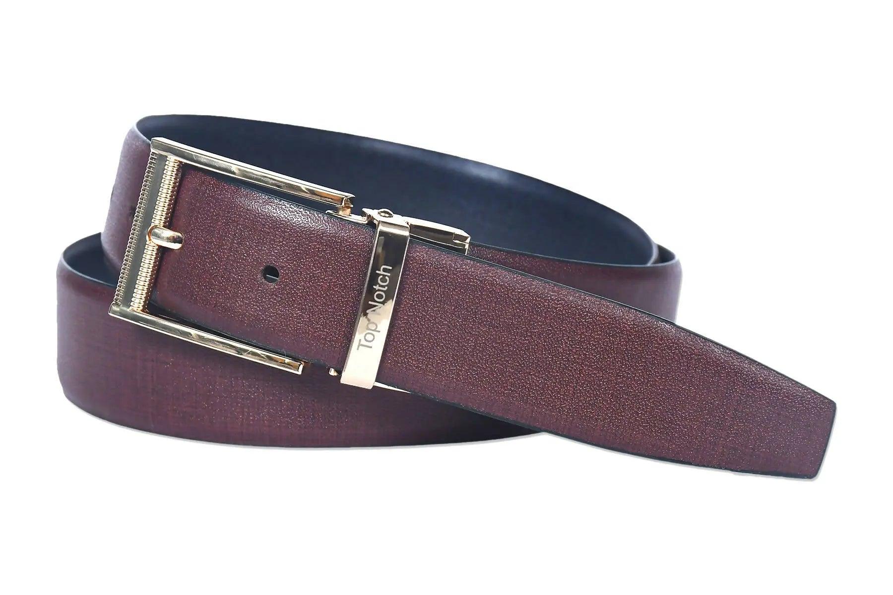 Top Notch Men's Reversible Italian Leather belt for men 1.25 inch (35mm) Waist Strap Black/ Brown Belt (TP0020) Haq Fashion
