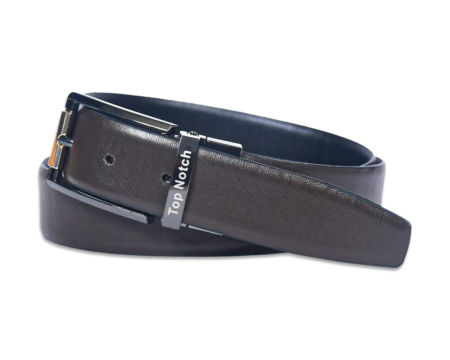 Top Notch Men's Reversible Italian Leather belt for men 1.25 inch (35mm) Waist Strap Black/ Brown Belt (TP0023) Haq Fashion