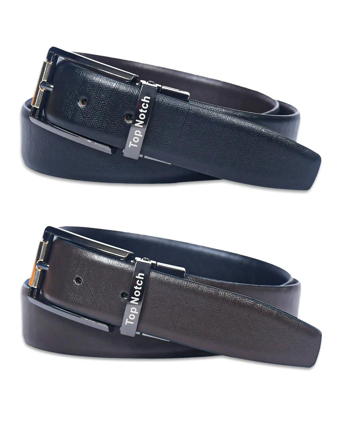 Top Notch Men's Reversible Italian Leather belt for men 1.25 inch (35mm) Waist Strap Black/ Brown Belt (TP0023) Haq Fashion