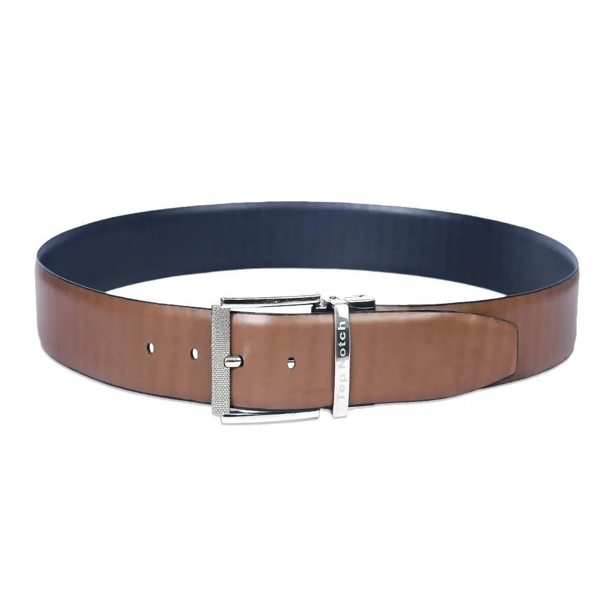 Top Notch Men's Reversible Italian Leather belt for men 1.25 inch (35mm) Waist Strap Black/Brown Belt (TP0018) Haq Fashion