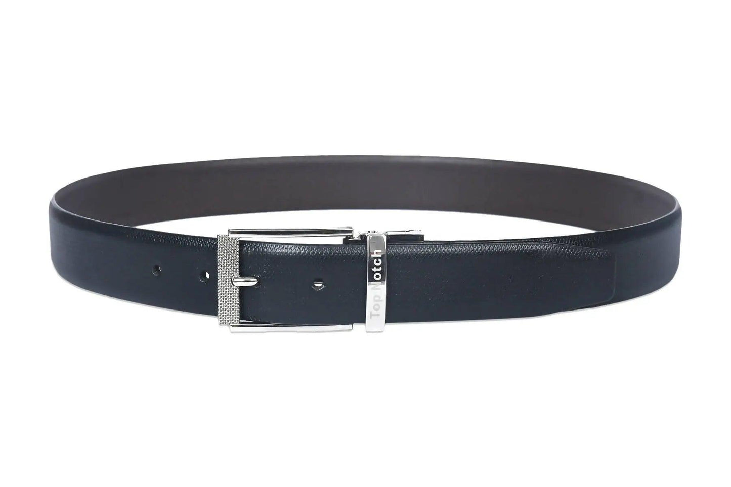 Top Notch Men's Reversible Italian Leather belt for men 1.25 inch (35mm) Waist Strap Black/Dark Brown Belt (TP0019) Haq Fashion