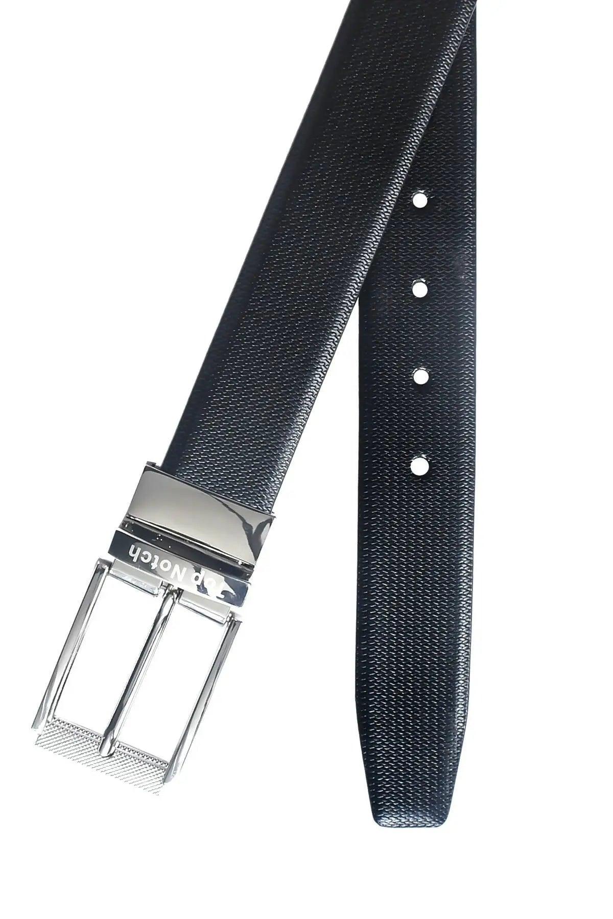 Top Notch Men's Reversible Italian Leather belt for men 1.25 inch (35mm) Waist Strap Black/Dark Brown Belt (TP0019) Haq Fashion
