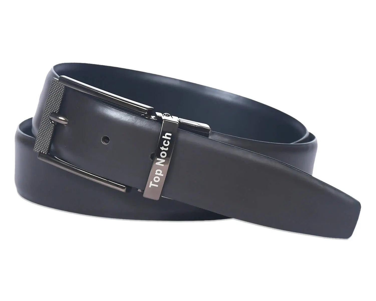 Top Notch Men's Reversible Italian Leather belt for men 1.25 inch (35mm) Waist Strap Black/Dark Brown Belt (TP0021) Haq Fashion