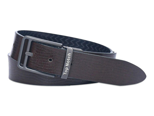 Top Notch Men's Reversible Italian Leather belt for men 1.25 inch (35mm) Waist Strap Black/Dark Brown Belt (TP0026) Haq Fashion