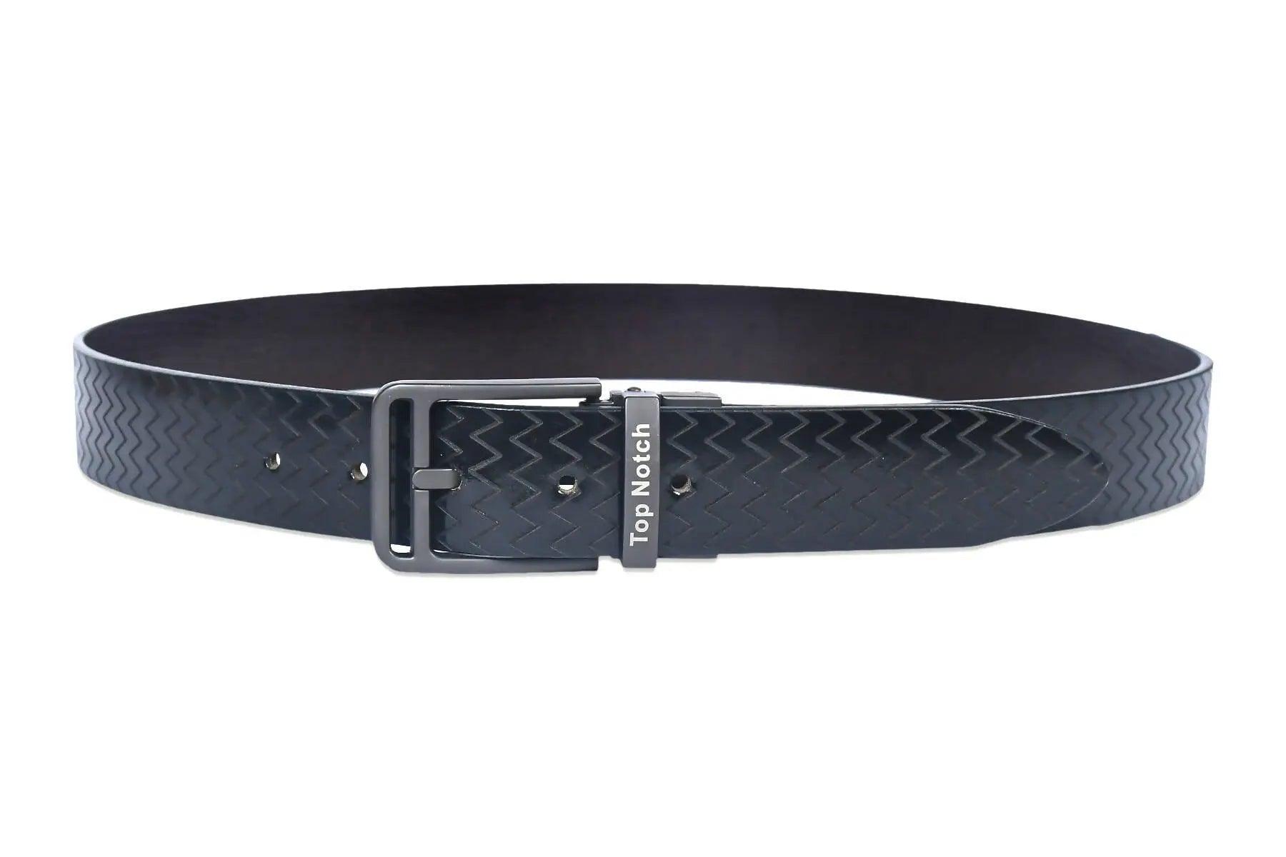 Top Notch Men's Reversible Italian Leather belt for men 1.25 inch (35mm) Waist Strap Black/Dark Brown Belt (TP0026) Haq Fashion