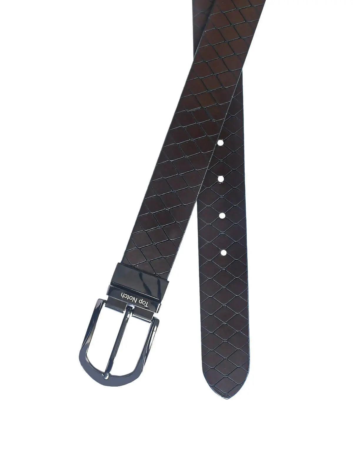 Top Notch Men's Reversible Italian Leather belt for men 1.25 inch (35mm) Waist Strap Black/Dark Brown Belt (TP0029) Haq Fashion
