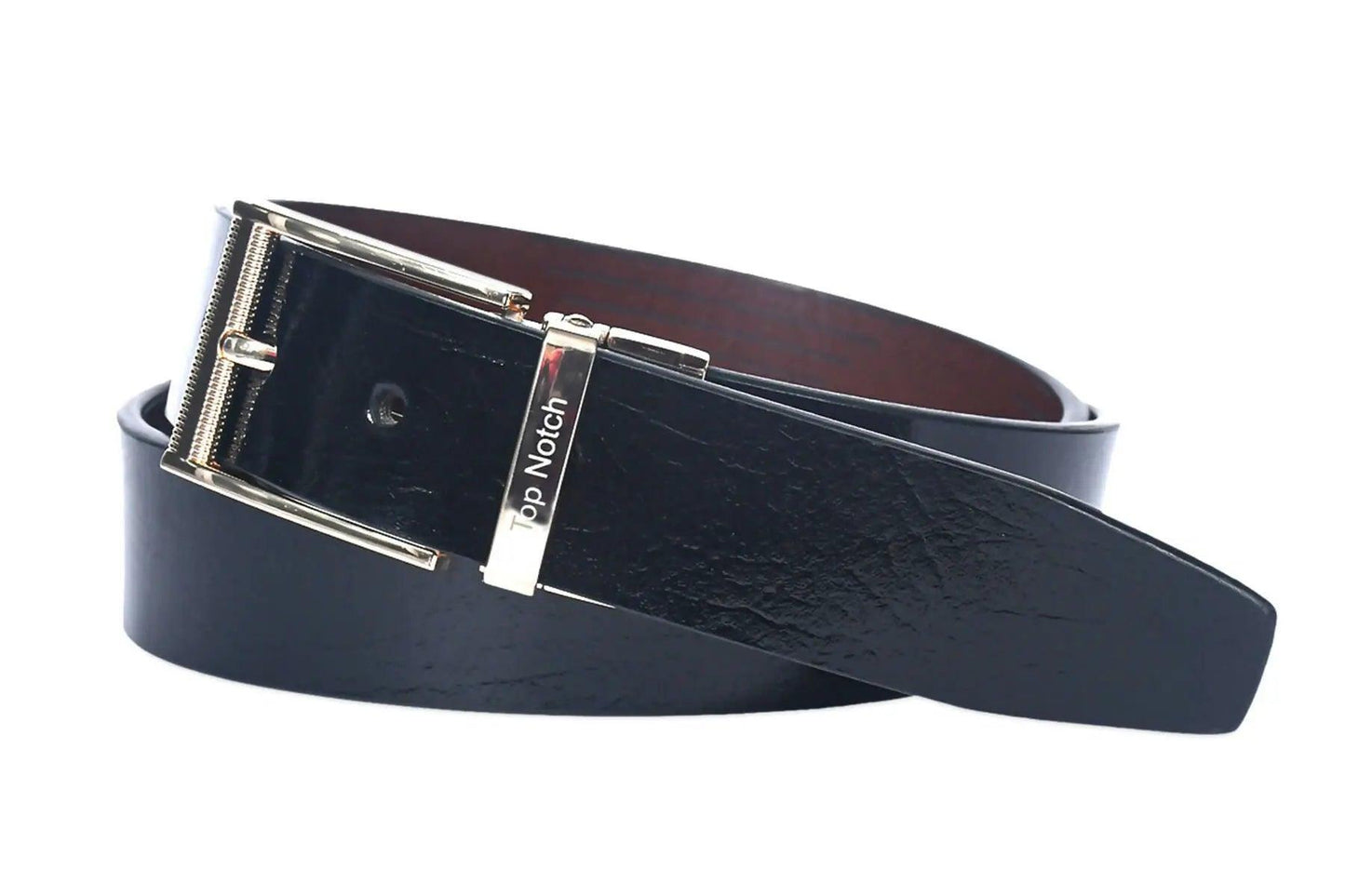 Top Notch Men's Reversible Italian Leather belt for men 1.25 inch (35mm) Waist Strap Black/Tan Belt (TP0030) Haq Fashion
