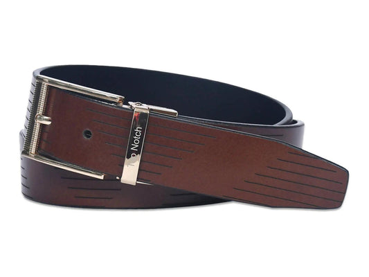 Top Notch Men's Reversible Italian Leather belt for men 1.25 inch (35mm) Waist Strap Black/Tan Belt (TP0030) Haq Fashion