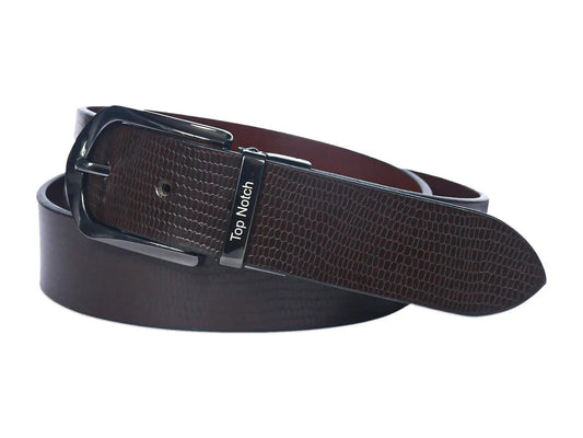 Top Notch Men's Reversible Italian Leather belt for men 1.25 inch (35mm) Waist Strap Brown/Tan Belt (TP0011) Haq Fashion