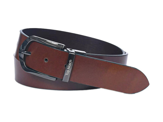Top Notch Men's Reversible Italian Leather belt for men 1.25 inch (35mm) Waist Strap Brown/Tan Belt (TP0011) Haq Fashion