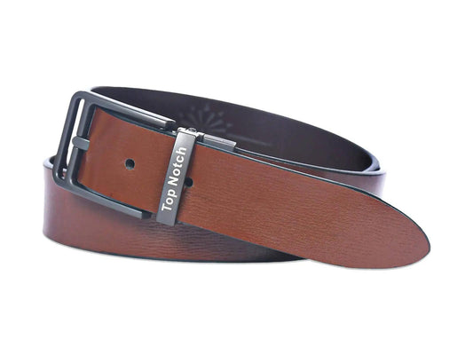 Top Notch Men's Reversible Italian Leather belt for men 1.25 inch (35mm) Waist Strap Brown/Tan Belt (TP0031) Haq Fashion