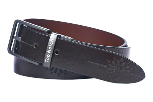 Top Notch Men's Reversible Italian Leather belt for men 1.25 inch (35mm) Waist Strap Brown/Tan Belt (TP0031) Haq Fashion