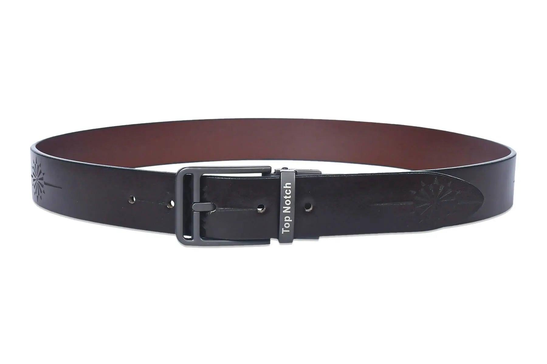 Top Notch Men's Reversible Italian Leather belt for men 1.25 inch (35mm) Waist Strap Brown/Tan Belt (TP0031) Haq Fashion