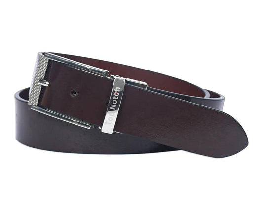 Top Notch Men's Reversible Italian Leather belt for men 1.25 inch (35mm) Waist Strap Tan/Dark Brown Belt (TP0013) Haq Fashion