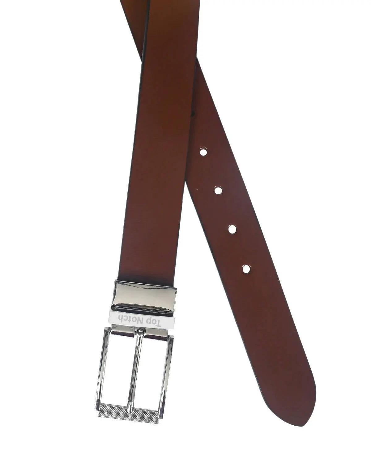 Top Notch Men's Reversible Italian Leather belt for men 1.25 inch (35mm) Waist Strap Tan/Dark Brown Belt (TP0013) Haq Fashion