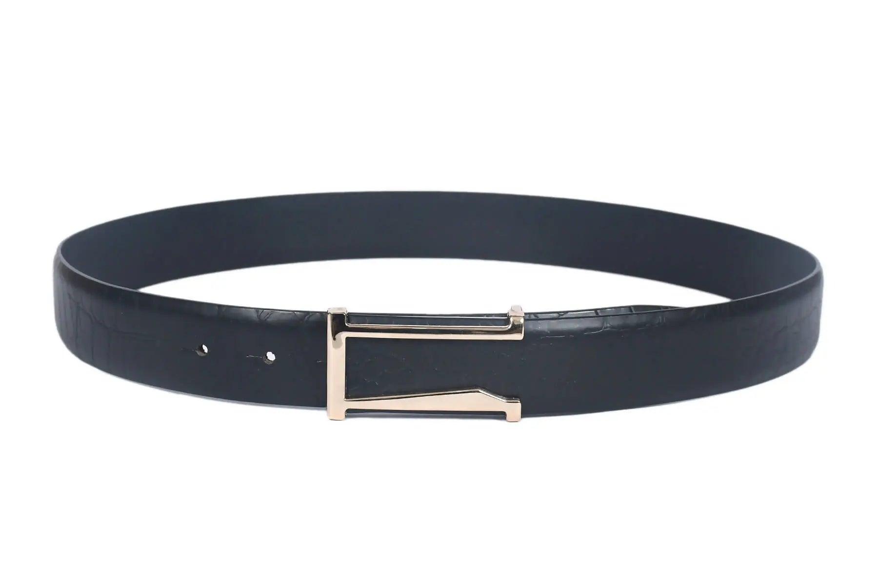 Top Notch Profile Genuine Leather Belt For Men - 1.25 inch Width, Color (Black) (TP0046) Haq Fashion