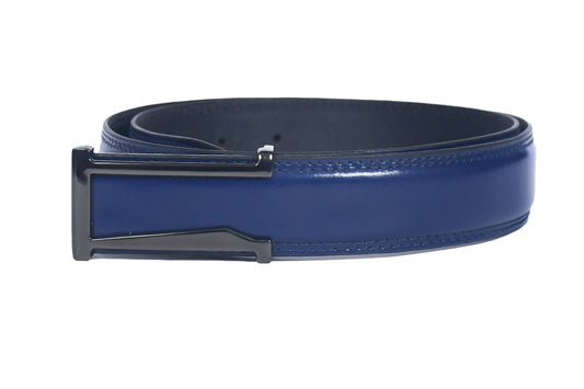 Top Notch Profile Genuine Leather Belt For Men - 1.25 inch Width, Color (Blue) (TP0056) Haq Fashion