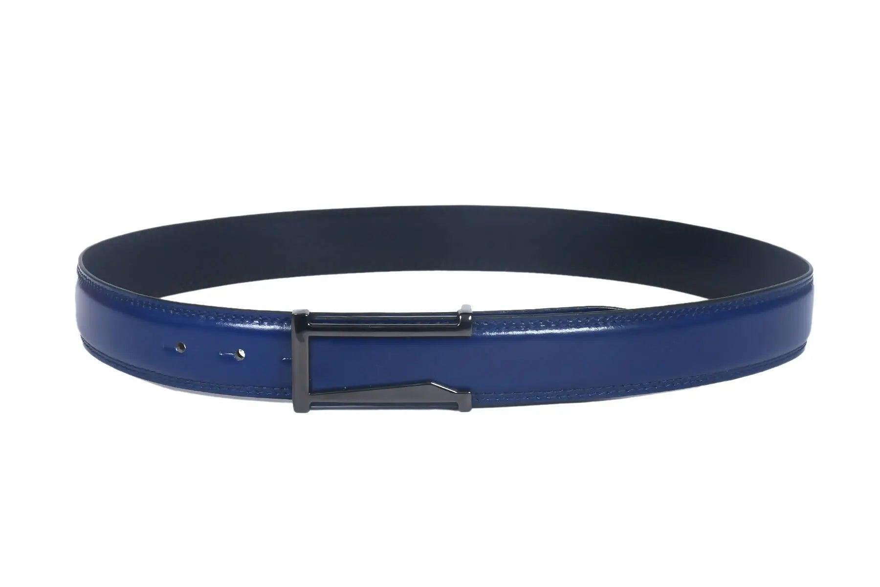 Top Notch Profile Genuine Leather Belt For Men - 1.25 inch Width, Color (Blue) (TP0056) Haq Fashion