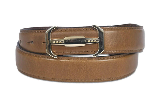 Top Notch Profile Genuine Leather Belt For Men - 1.25 inch Width, Color (Light Brown) (TP0047) Haq Fashion