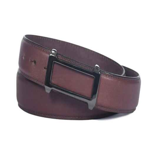 Top Notch Profile Genuine Leather Belt For Men - 1.25 inch Width, Color (Maroon) (TP0055) Haq Fashion