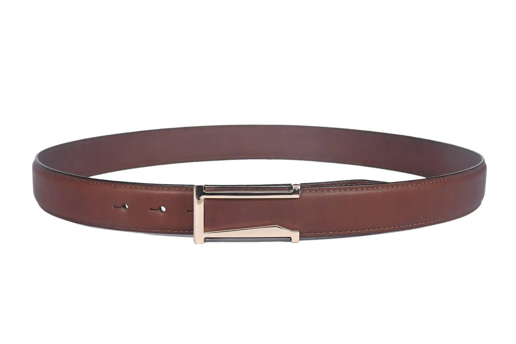 Top Notch Profile Genuine Leather Belt For Men - 1.25 inch Width, Color (Tan) (TP0042) Haq Fashion