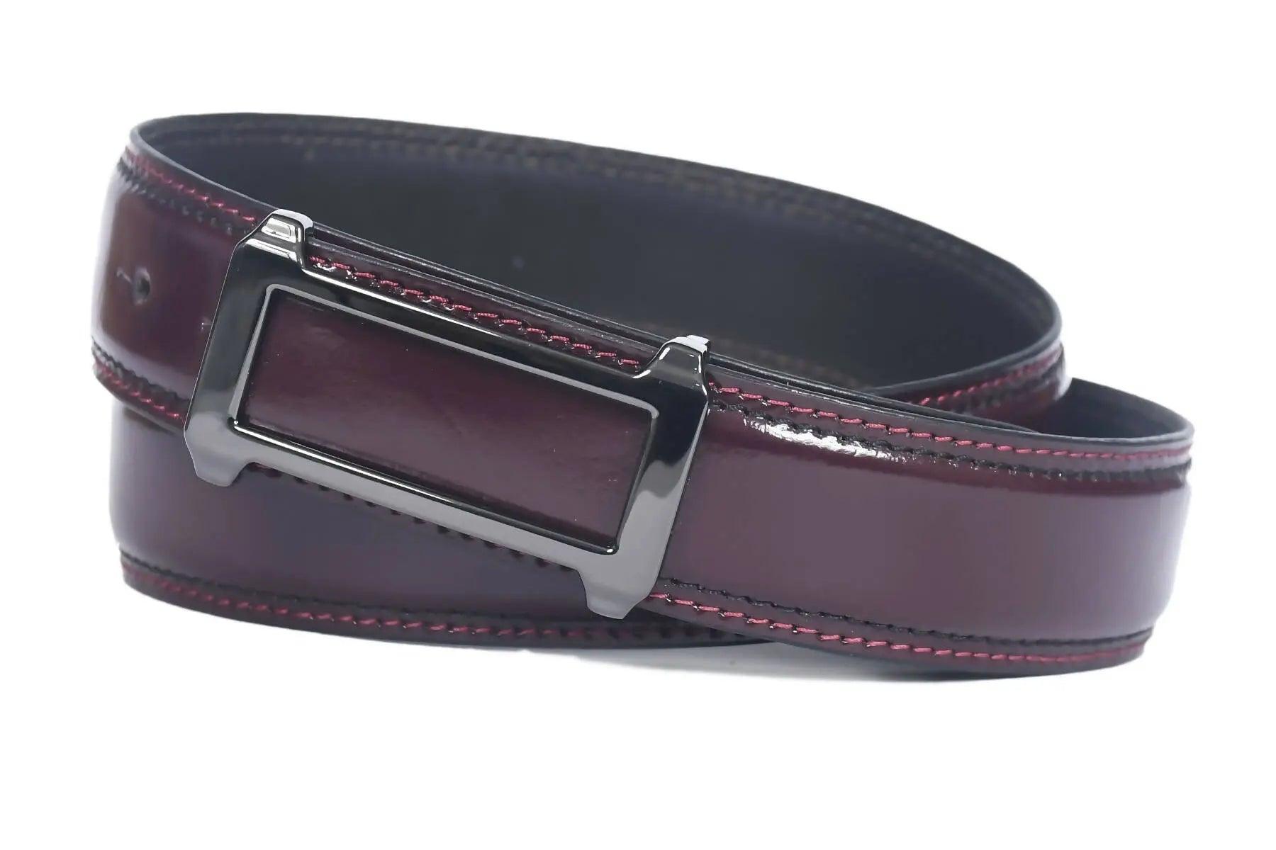 Top Notch Profile Genuine Leather Belt For Men - 1.25 inch Width, Color (Wine) (TP0041) Haq Fashion